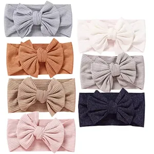 Leuke Mode Meisjes Haar Accessoires Gebreide Bows Warm Super Zachte Bandage Haarbanden Voor Meisjes Kids