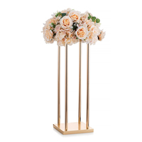 Hochzeitsdekorationen Hohe Rechteckige Säule Gold Metall Eisen Blumenständer Vase für Tischdekoration