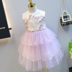 Nouvelle Robe de Princesse Moderne pour Filles, Robe de Demoiselle d'honneur Formelle Brodé de Fleurs en Satin, Idéale pour l'Été et la Photographie - Product Image 2