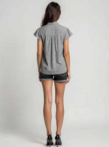 Blusa de Mujer con Estampado Floral, Tejida, 100% Algodón, Manga Corta, Estilo Casual, Holgada, Ligera, para Verano - Product Image 3