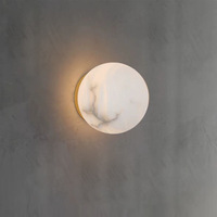 Nueva Lámpara LED de Estilo Chino, Totalmente en Cobre, con Mármol Natural Español, Aplique de Pared Moderno y Minimalista para Estudio, Dormitorio, Entrada, Luz Cálida