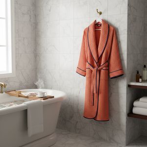 Albornoz con cuello chal de gofres de algodón 100% para hombres y mujeres, bata de Spa de Hotel de algodón turco de lujo, ropa de descanso Unisex absorbente suave - Product Image 5