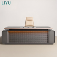 Bureau de direction moderne avec étagère et gestion des câbles pour mobilier de bureau de cadre
