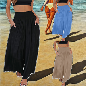 Pantalones Largos Anchos de Verano para Mujer, Casuales, Transpirables, Antiarrugas, Antiestáticos, de Cintura Media, Holgados, con Bolsillos - Product Image 2