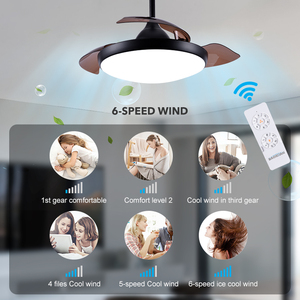Ventilateur de plafond LED rétractable moderne avec télécommande, design dernier cri, 36 pouces, avec lumière DS0021-36, ventilateur de plafond avec lumière DS0 - Product Image 4