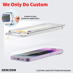 Protection d'écran en verre trempé de qualité supérieure sur mesure OEM pour iPhone 15 avec kit d'alignement automatique et kit d'installation rapide - Product Image 1