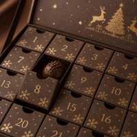 Boîte de calendrier de l'avent en carton rigide de qualité alimentaire FSC, boîte cadeau de Noël personnalisée pour chocolats et bonbons, fermeture magnétique, emballage en papier