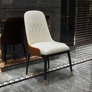 Luxury Italian Style Modern Design High End Leather Dining Chairs Upholstered Kitchen Restaurant Dining Room Chairs Furniture