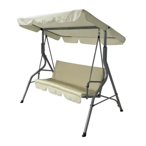 Waterproof Outdoor Patio 3 Seat Adult Garden Steel Polyester Balcony Swing Chair With Canvas