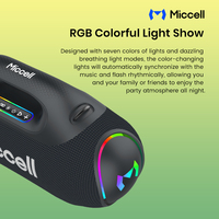 Speaker Portabel Outdoor Miccell Wholesale SP72 BT6.0 dengan Lampu LED RGB, Baterai 4500mAh, Kontrol Sentuh, dan Mikrofon Terintegrasi