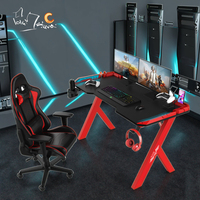 Ensemble de tables et de chaises de jeu de 140 cm avec éclairage LED RVB pour filles, bureau à domicile, ordinateur de jeu, chaise de bureau