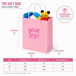 Sacs cadeaux personnalisés 2026 avec logo rose, poignée torsadée, pour jouets d'enfants, sacs à soufflets en carton pour fêtes d'anniversaire - Product Image 2