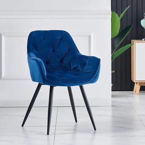 Fauteuil rembourré de luxe nordique, siège capitonné en velours doux, chaise de salle à manger pour restaurant - Product Image 3
