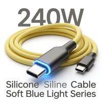 Cable de Carga Rápida Tipo-C a C/A de 240W 5A con Cubierta de Silicona Luminosa LED para Computadora de Auto y Teléfonos Móviles IOS