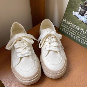<span class=keywords><strong>Scarpe</strong></span> <span class=keywords><strong>Bianche</strong></span> con Tacco Basso Stile Carino, <span class=keywords><strong>Scarpe</strong></span> di <span class=keywords><strong>Tela</strong></span> da Donna, <span class=keywords><strong>Scarpe</strong></span> Versatili con Suola Spessa di Tendenza, Sneakers Casual - Product Image 3