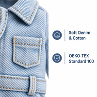 Vêtements pour poupées de 18 pouces, mini-tenue en jean, robe à rayures avec chaussures en toile, ensemble décontracté pour poupées