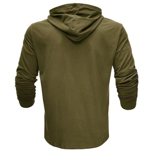 Casual Athletic Clothes Quick Dry Running Long Sleeve Cotton Sweatshirts <strong>Army</strong> Green Shirt Hooded <strong>Pullover</strong> Sports Tops for Men - Product Image 3