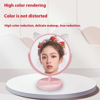 Mini mignon miroir de maquillage debout marque privée numérique Table de forme ronde pour s'habiller cadeau de beauté