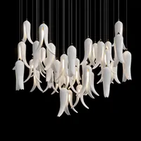 Lustre en verre de luxe, grand luminaire suspendu personnalisé pour hall d'hôtel, villa, escalier, salle à manger