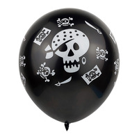 Ballons en latex de pirate de 12 pouces, squelette de pirate, fantôme, Halloween, décorations funky noires pour le terrain
