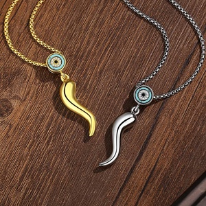 Nuevo Collar con Colgante de Cuerno Italiano, Chapado en Oro de 18K y Rodio, con Turquesa y Circonitas Microincrustadas, Símbolo de Protección y Buena Suerte - Product Image 4