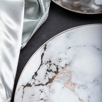 Assiettes à dîner en marbre de qualité supérieure pour restaurant, forme ronde, élégantes, ensemble d'assiettes de service en porcelaine