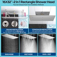 Système de douche de luxe pour couples, pommeau de pluie 16x32 pouces, douches latérales 6 pouces, mitigeurs 4 voies, multifonction mural