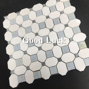 GGL Pierre Design Moderne Octogone <span class=keywords><strong>Carrelage</strong></span> de Marbre Mélange de Thassos Blanc <span class=keywords><strong>et</strong></span> Palissandro Bleu pour Cuisine Salle de Bain Hôtel - Product Image 4