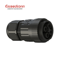 Conectores Eléctricos Redondos Hembra de 4 Pines IP68, 17.5A 450V CA, con Abrazadera de Tornillo para Iluminación LED de Calles