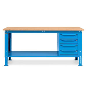 Fami WORK2004 Banco de trabajo ajustable de 200cm con encimera de madera y armario de 4 cajones - Product Image 2