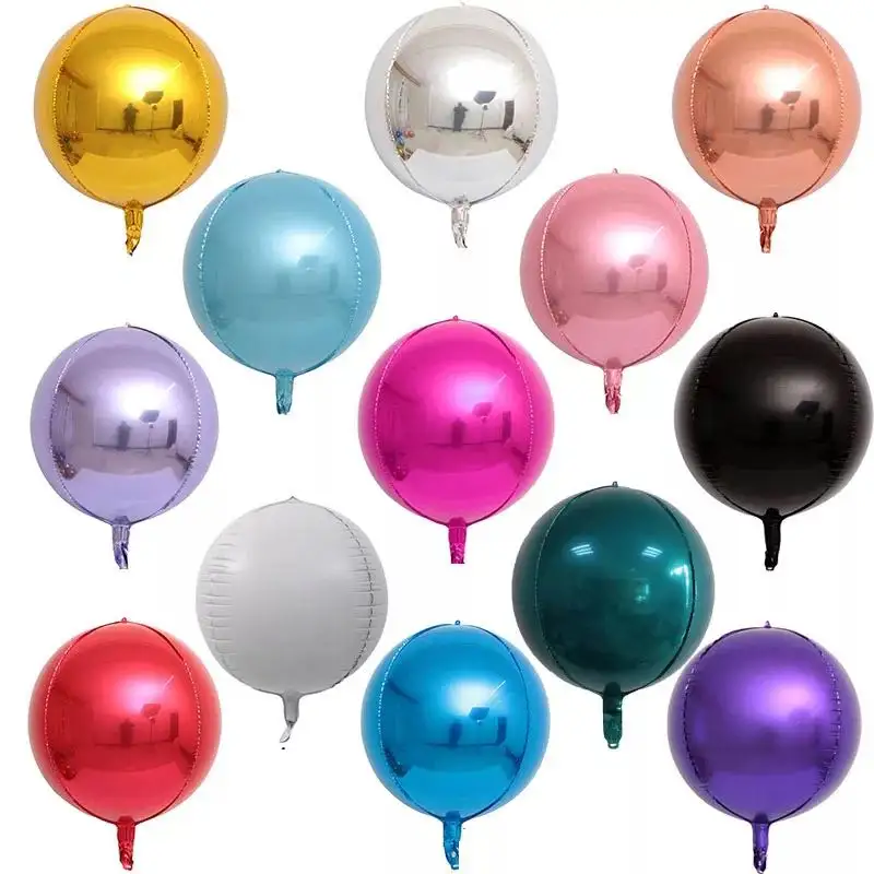 Globos de aluminio redondos 4D de 22 pulgadas, globo inflable de helio, decoración de boda