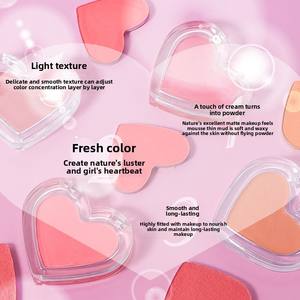 Vente chaude maquillage nu mat pour les femmes transfrontalière sans Logo poudre minérale naturel Orange Rouge Contour fard à joues en forme de coeur - Product Image 3