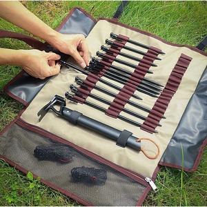 Sac de rangement pour piquets de tente d'extérieur, en tissu Oxford kaki, organisateur portable avec poignée pour piquets de camping - Product Image 4