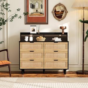 Meuble <span class=keywords><strong>de</strong></span> rangement <span class=keywords><strong>à</strong></span> 6 tiroirs multi-niveaux en MDF écologique et durable au design moderne avec éclairage, facile <span class=keywords><strong>à</strong></span> assembler, pour cuisine - Product Image 2