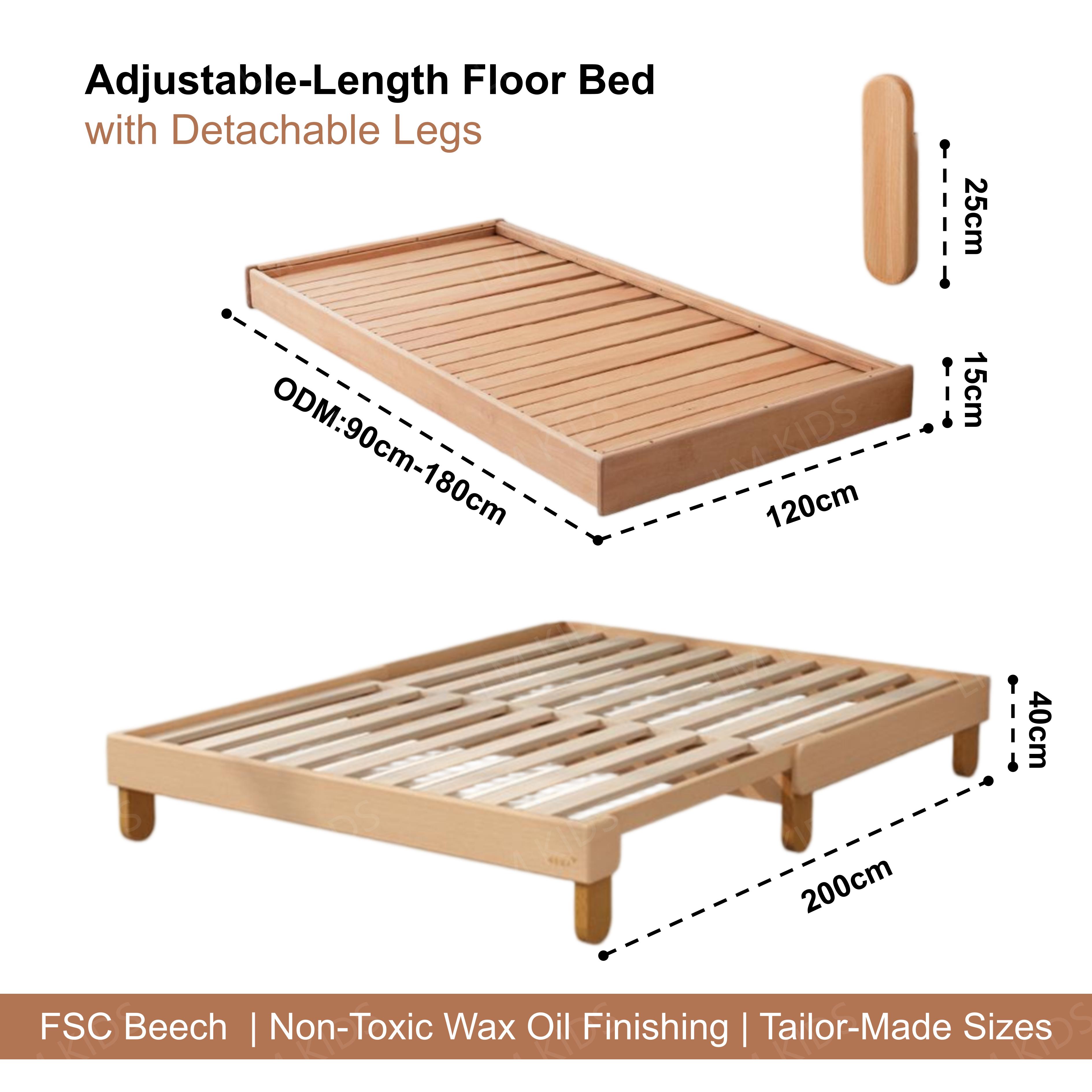 Cama de piso de longitud ajustable