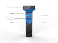 Kiosque de paiement automatique sans numéraire pour lavage de voitures et stationnement, avec écran tactile, panneau solaire, SDK et lecteur de codes-barres, pour utilisation en extérieur