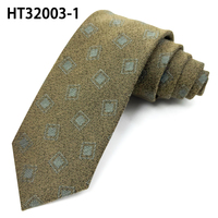 Cravate de bureau classique personnalisée en mélange de lin et polyester tissé, motif Paisley carré marron olive, fournisseur