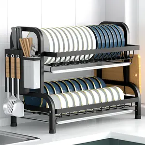 dish storage rack with drain board tableware storage drain rack kitchen dish rack with utensil holder and cutting board