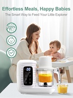 Pengolah Makanan Bayi Baphiya dengan 2 Keranjang Pengukus, Blender, Penggiling 300W 100-110V Garansi 1 Tahun