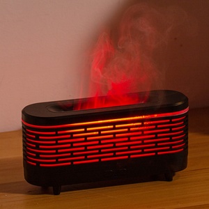 เครื่องกระจายกลิ่นอโรมาไฟฟ้ารุ่นใหม่ปี 2026 พร้อมไฟ LED ลายเปลวไฟ ดีไซน์ลายไม้ขนาดเล็ก สำหรับใช้ในครัวเรือน - Product Image 1