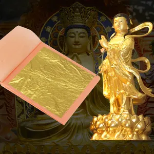 Furniture ceiling decoration gilding project 22K real gold foil Buddha sculpture gilding painting technology