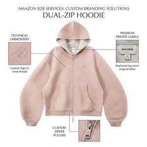 <span class=keywords><strong>Sudadera</strong></span> con capucha y cremallera bidireccional para hombre, <span class=keywords><strong>de</strong></span> corte holgado y peso pesado, con forro en contraste, estilo streetwear minimalista, top oversize - Product Image 6