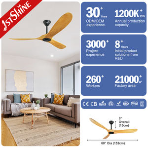1stshine Ventilateur de Plafond 60 Pouces Moderne Sederhana Noyer Foncé 6 Kecepatan Télécommande 3 Bilah Pisau Kayu Dc Kipas Langit-langit - Product Image 3
