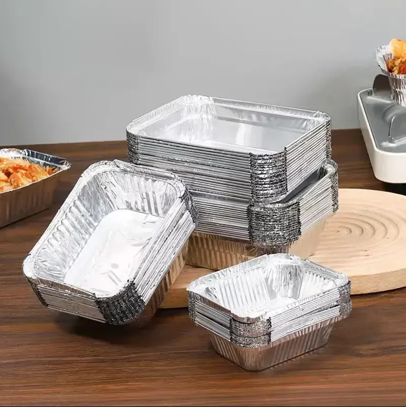 Recipientes de comida de papel de aluminio de 750ml desechables para comida de grado alimenticio con tapas