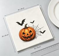 Servilletas de Papel con Diseño de Calabaza, Murciélago y Telaraña para Halloween, 3 Capas, 4 Pliegues, 25x25cm, Desechables, con Aspecto de Lino, para Cócteles y Fiestas
