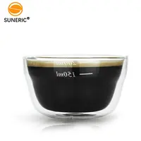 U şekilli ısıya dayanıklı kahve tadımı fincan çukurluğu kase kahve ölçüm çift duvar cam kahve kupa