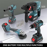 Kit combiné d'outils électriques sans fil OEM 21V 4 pièces, batterie lithium-ion, perceuse à percussion, meuleuse d'angle, clé à chocs, perceuse, efficace
