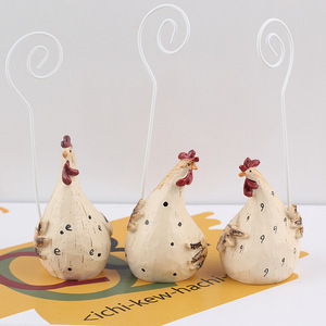 Rooster Business Card Holder Resin Cartoon Style White Desk Decor Note Holder Office Home Craft Gift - Product Image 3