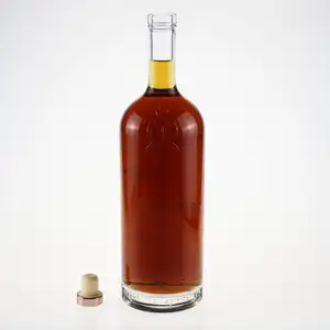 1000ml yuvarlak cam şişe viski, rom, tekila, votka, likör, şarap