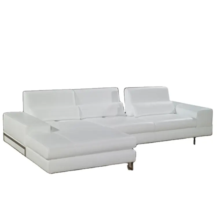 Set Sofa Gaya Nordik Putih Kulit Modern Italia, Furnitur Sofa Ruang Santai